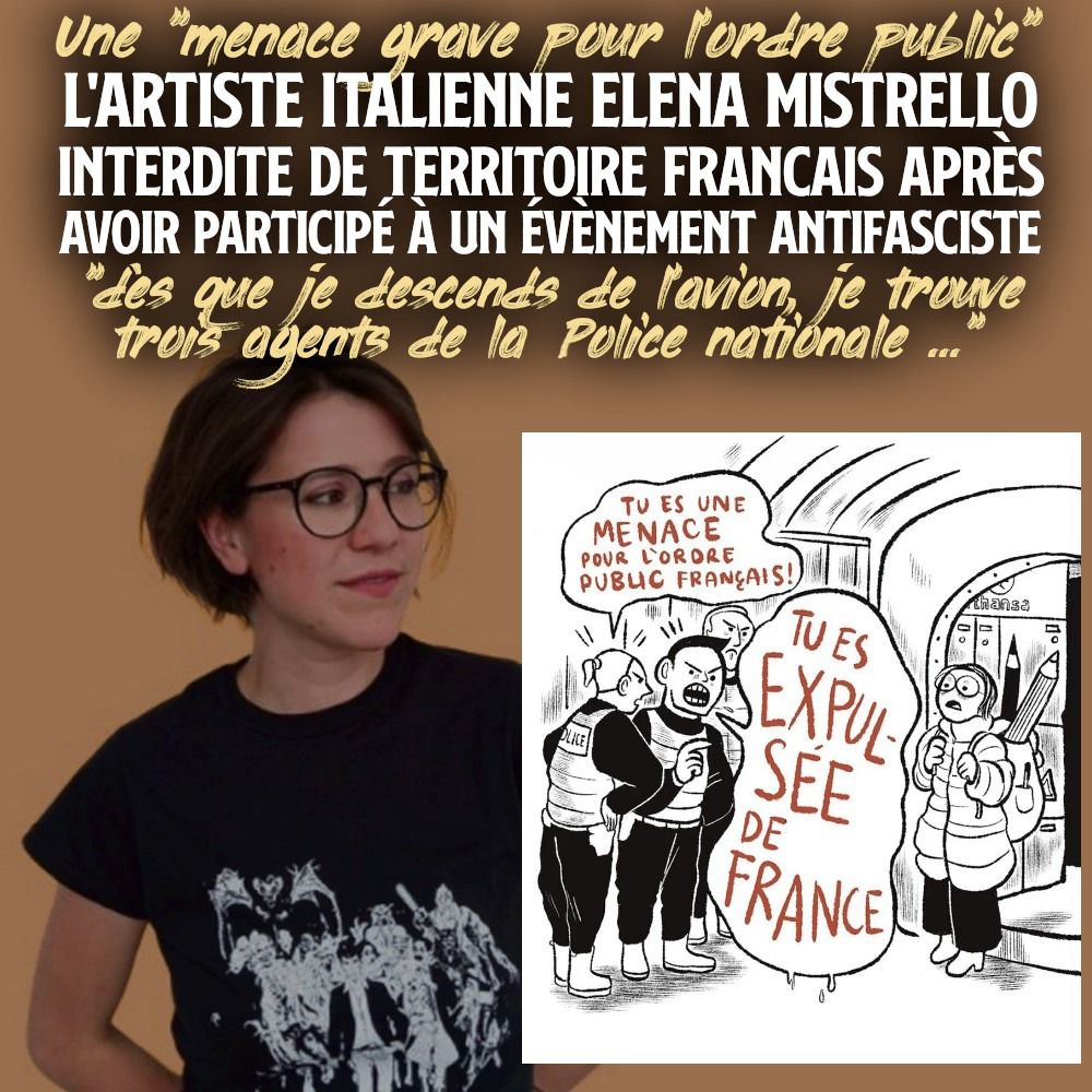 Elena Mistrello, dessinatrice chassée de France pour son engagement antifasciste.