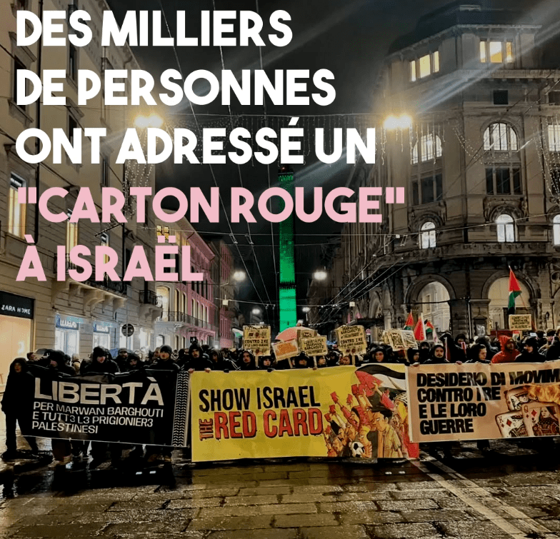 À Bologne, des milliers de personnes ont adressé un carton rouge à Israël lors d'un match de basket.