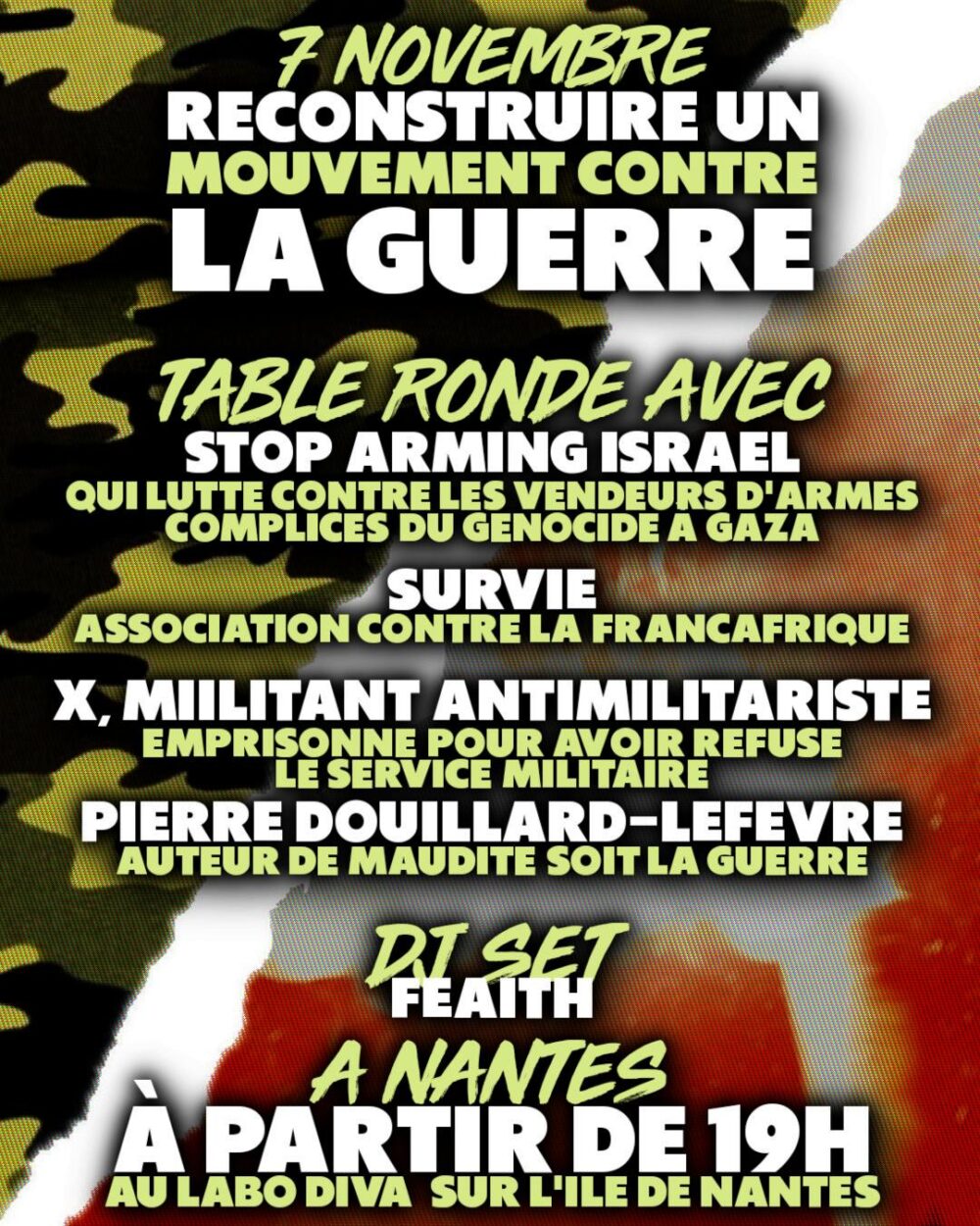 Face à l'ambiance guerrière qui ne cesse de monter, un grand mouvement antimilitariste est urgent, vital, et ne peut venir que de nous !