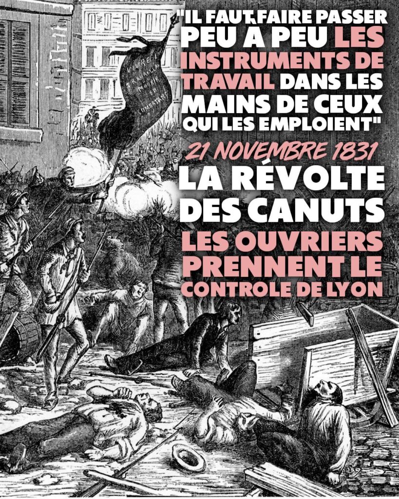 Gravure représentant la révolte des Canuts, qui démarre le 21 novembre 1831.