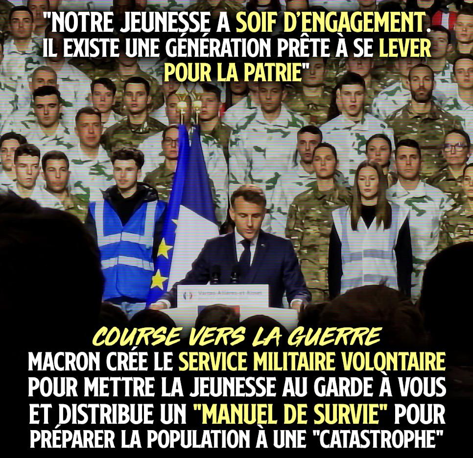 Emmanuel Macron en discours devant des militaires pour préparer la France à la guerre