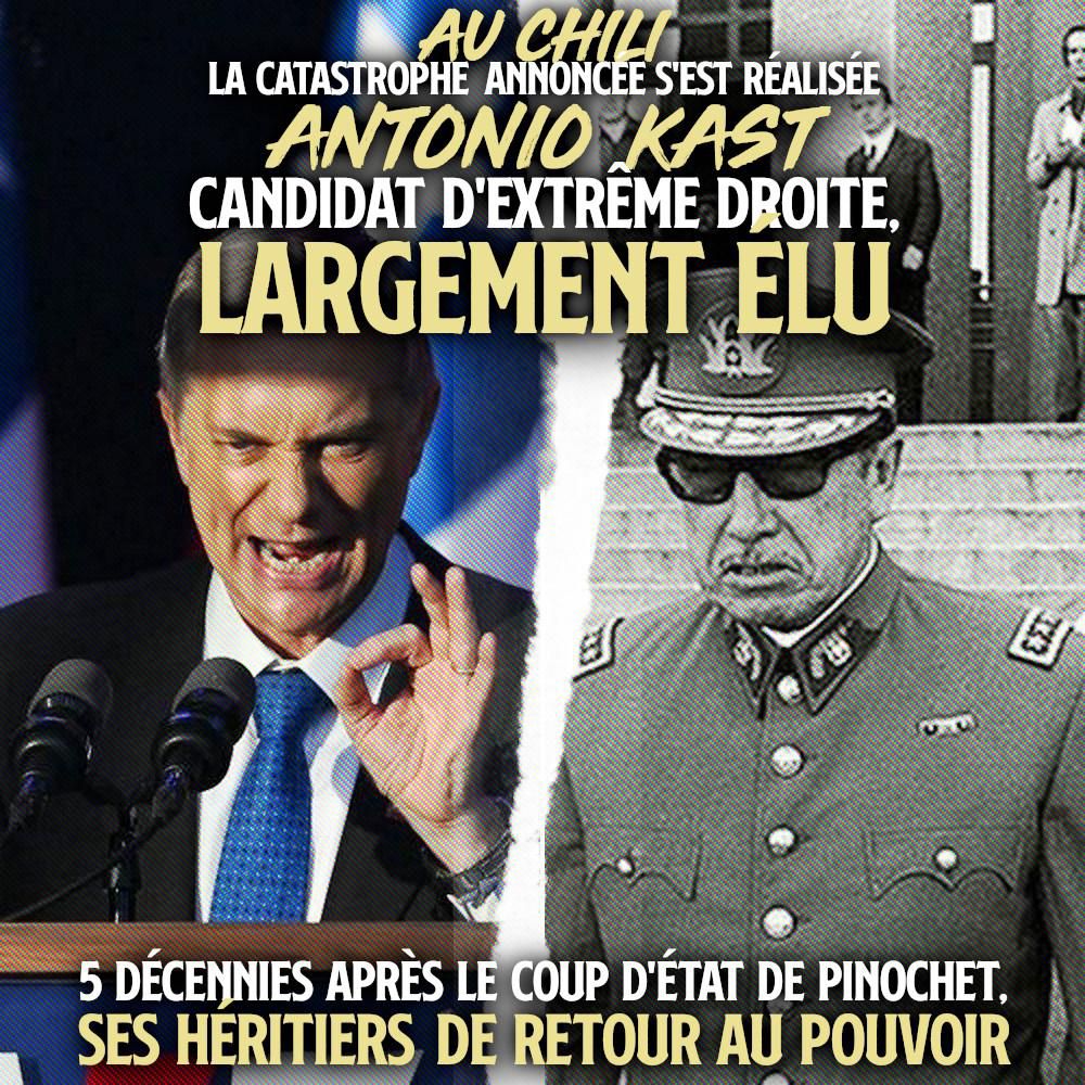Antonio Kast et Pinochet : deux dirigeants d'extrême droite, l'ancien et le nouveau, pour gouverner un Chili d'une main de fer.