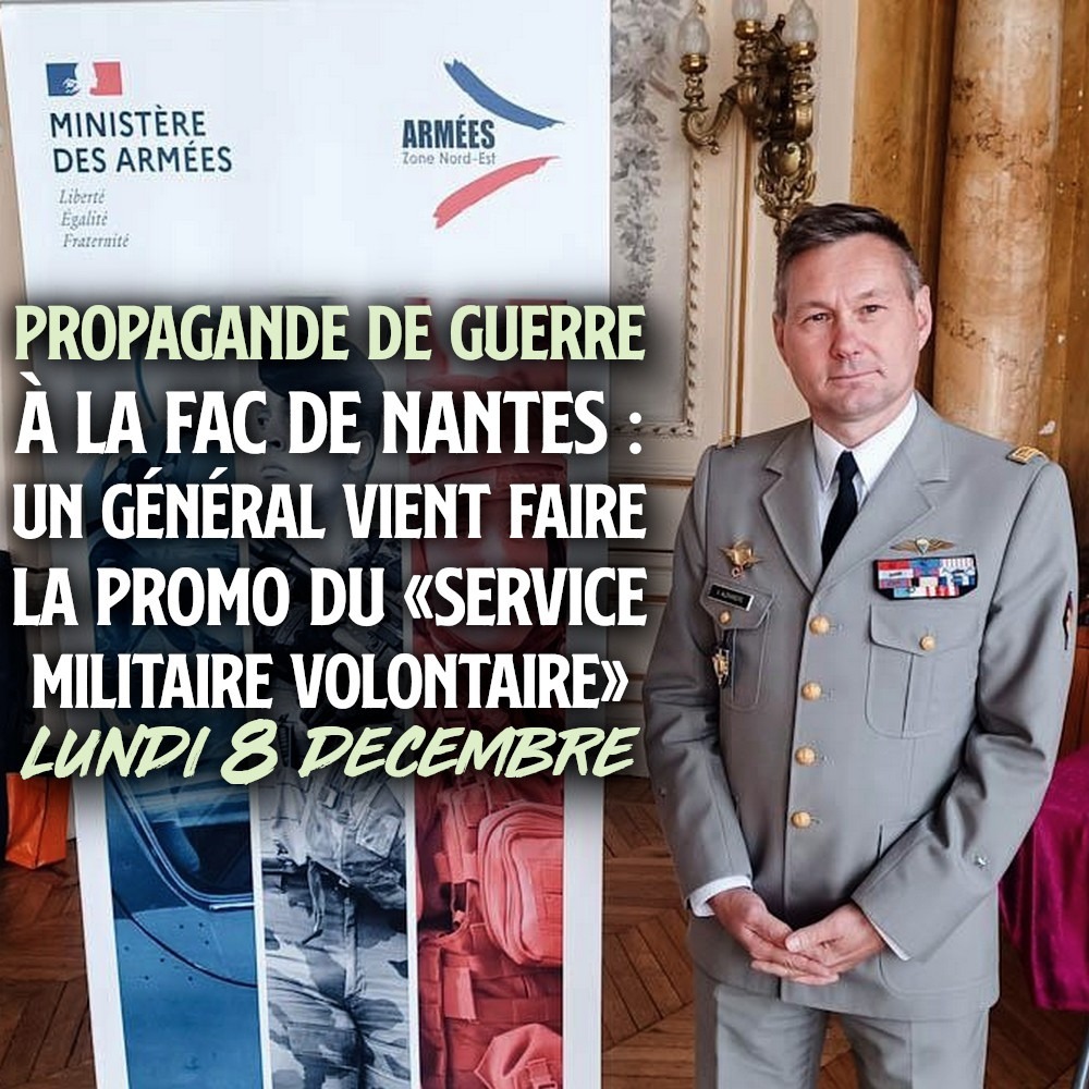 Le général Vincent Alexandre, en charge du service militaire volontaire, viendra à l'Université de Nantes le 8 décembre.