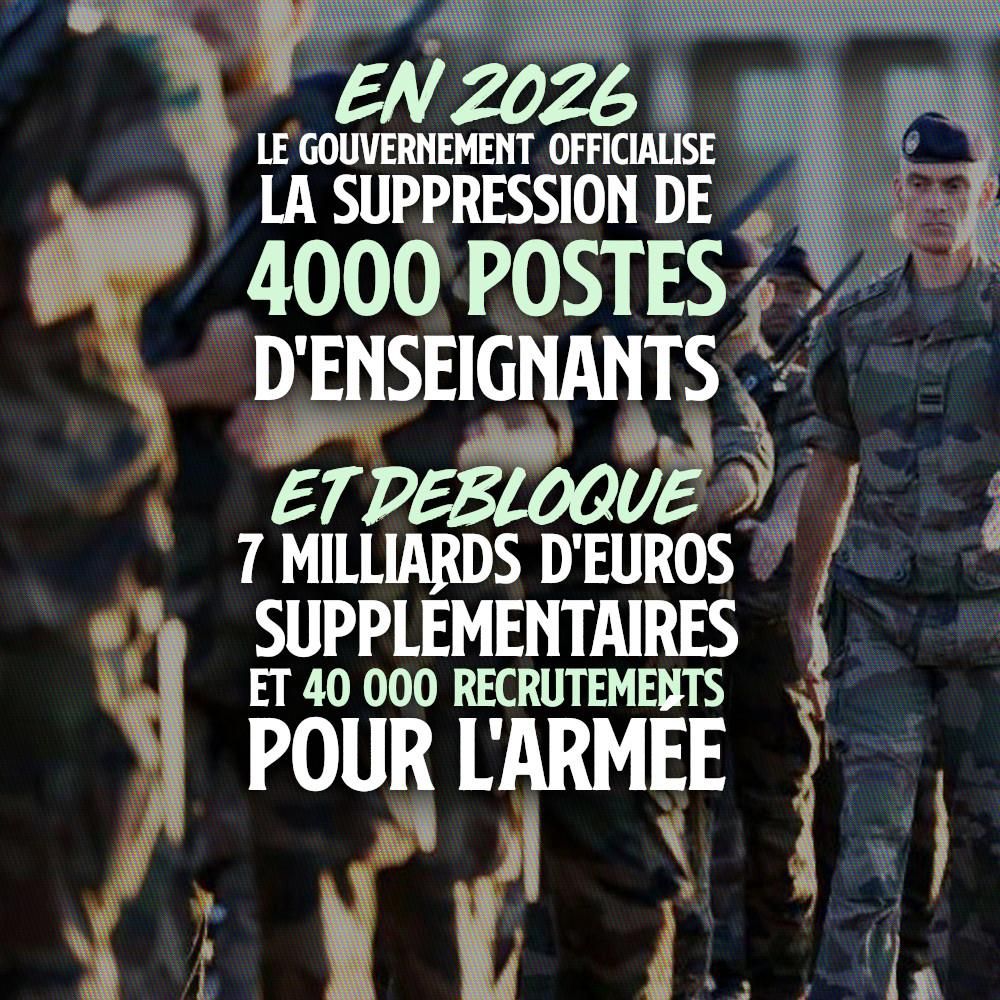 En 2026 : 4000 postes enseignants en moins, 7 milliards d'euros et 40.000 recrutements pour l'armée