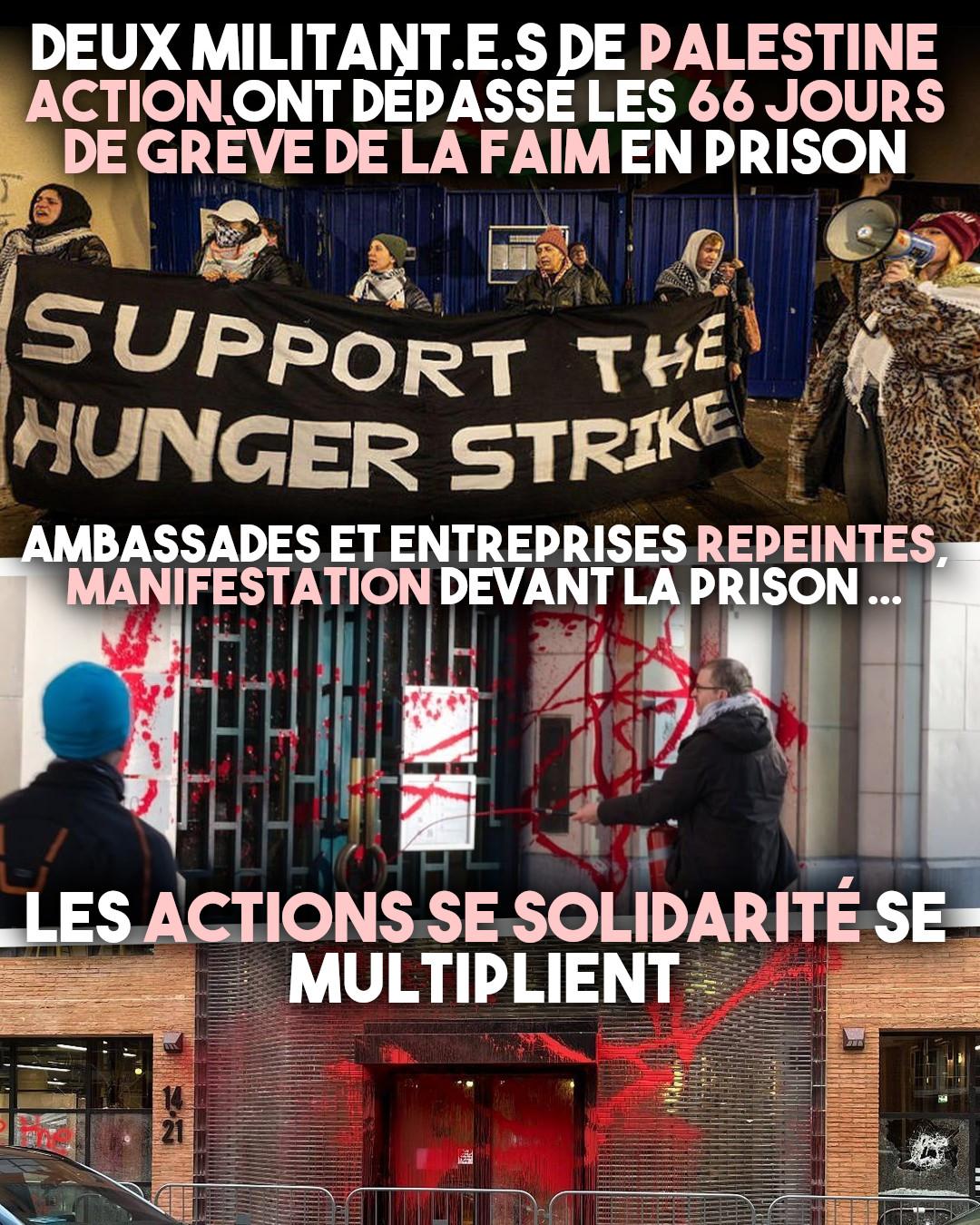 Des actions qui se multiplient en solidarité avec les grévistes de la faim de Palestine Action.