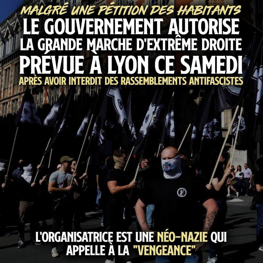 Des fascistes au visage masqué arborent des drapeaux à croix celtique : les mêmes pourront marcher en "hommage" à Quentin, avec la bénédiction du ministère de l'Intérieur.