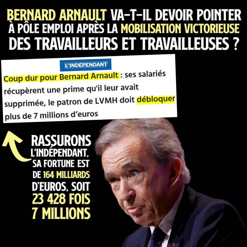 Bernard Arnault, un pauvre petit chou qui vient de perdre 7 millions d'euros, une goutte d'eau dans l'océan.