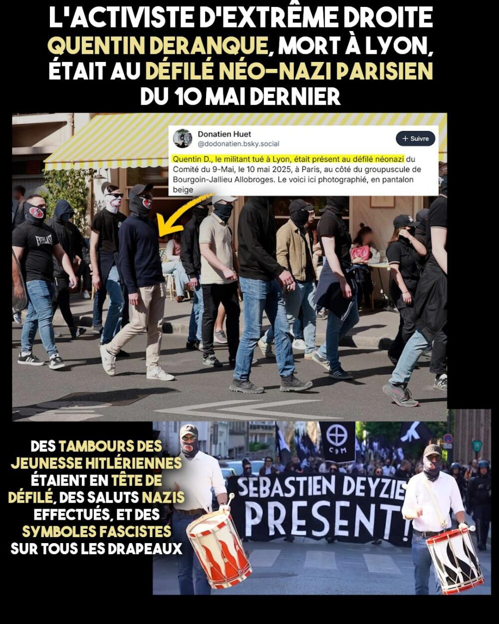 Quentin à la marche néo-nazi du 9M, devancée par des tambours des jeunesses hitlériennes.