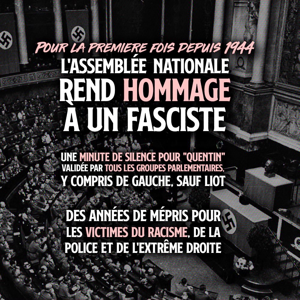 L'Assemblée Nationale arborant une croix gammée à la tribune sous l'Occupation.