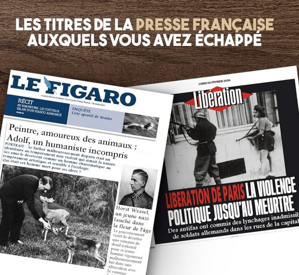 "Peintre, amoureux des animaux : Adolf, un humaniste incompris" et "Libération de Paris, la violence politique jusqu'au meurtre" : les titres qu'auraient pu écrire les rédactions du Figaro et de Libération à une autre époque pas si lointaine.