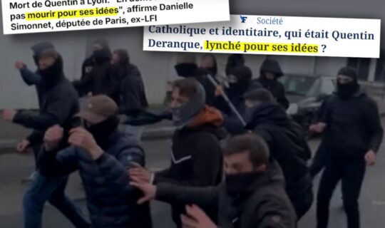 Les titres de la presse dominante qui voudrait que Quentin soit "mort pour ses idées".
