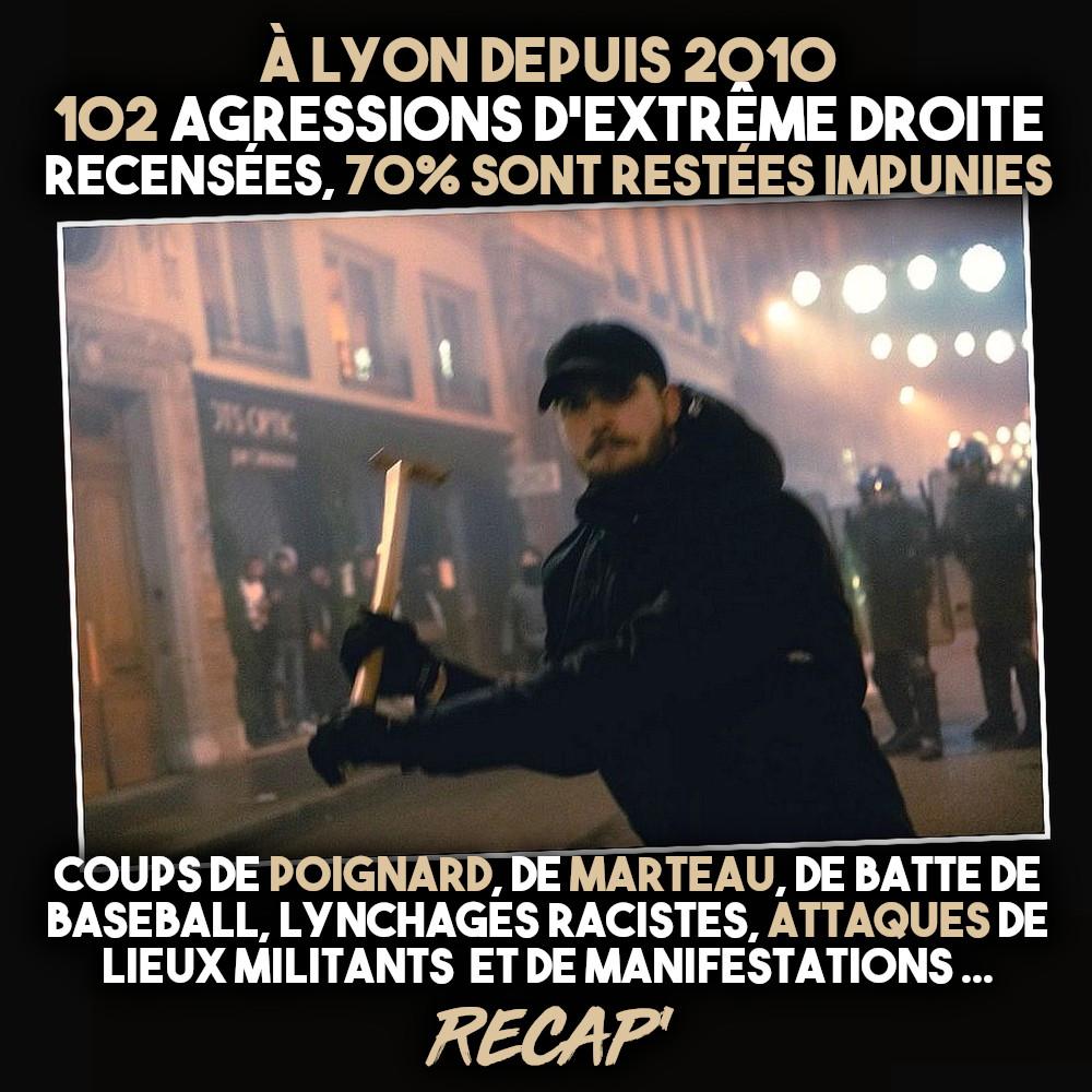 À Lyon, 102 agressions fascistes recensées depuis 2010, dans une impunité presque totale