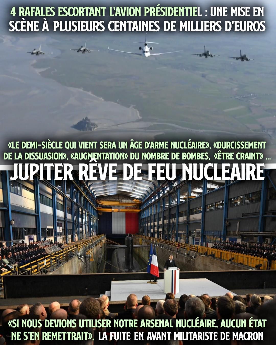 Macron tient son discours militariste devant un sous-marin nucléaire à Brest.