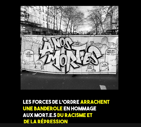 La banderole de Black Lines volée par les gendarmes à Paris