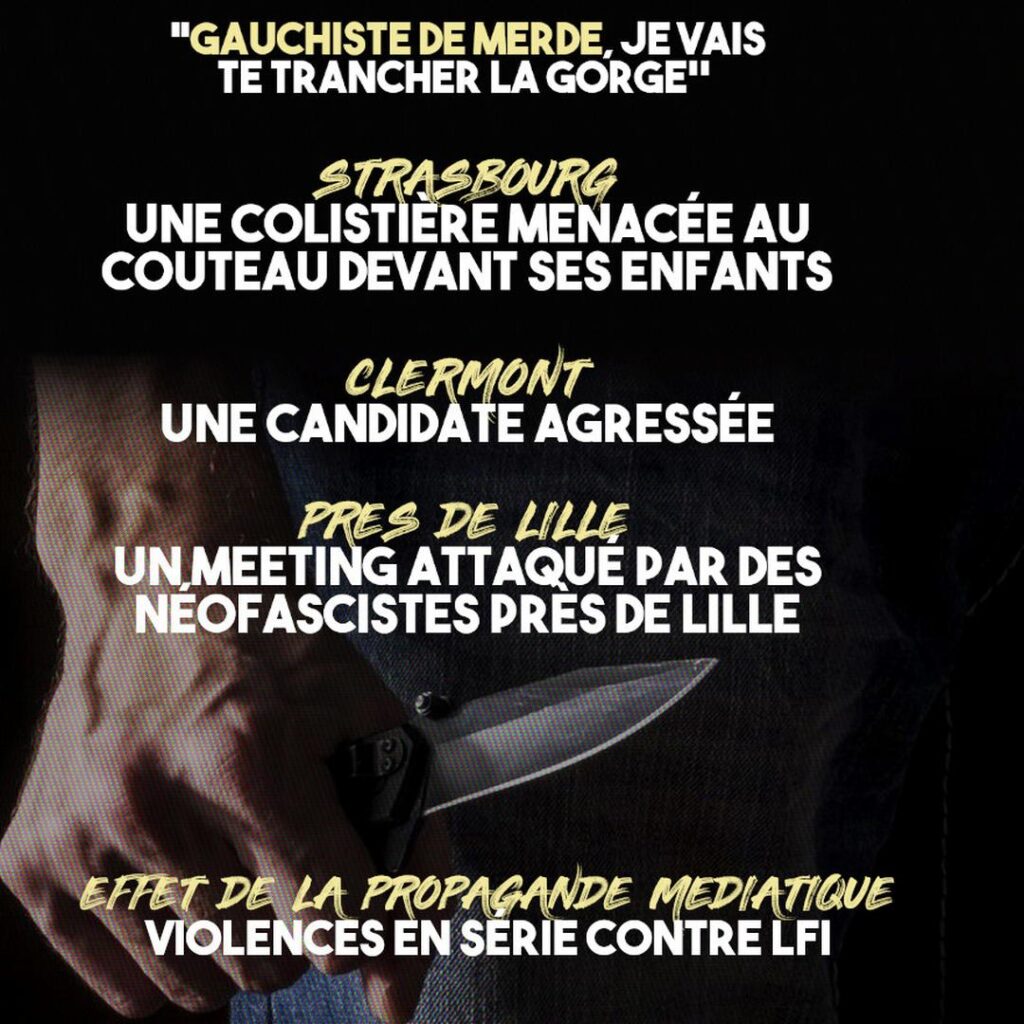 Une main tenant un couteau, symbole des menaces qui pèsent plus que jamais sur LFI.