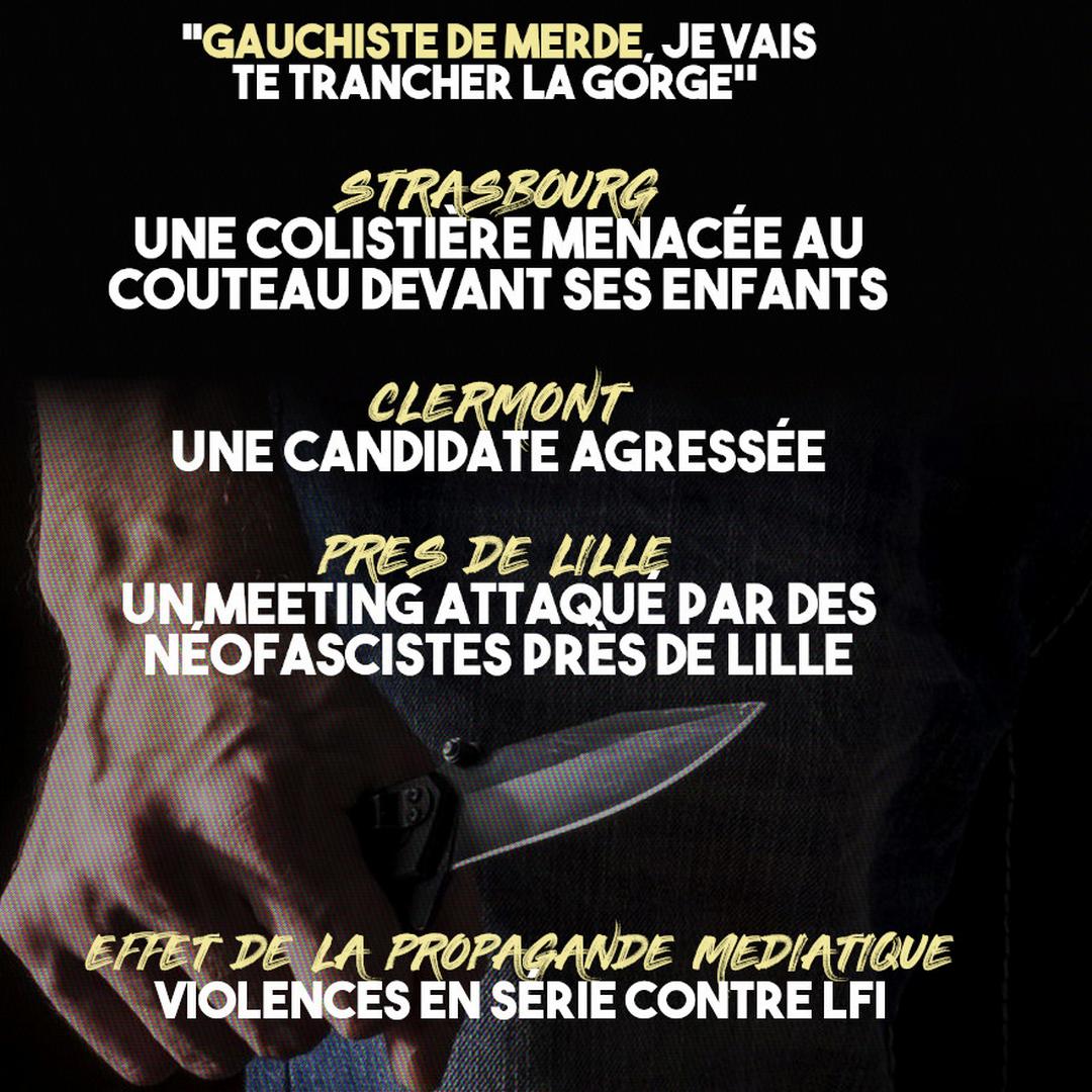 Une main tenant un couteau, symbole des menaces qui pèsent plus que jamais sur LFI.