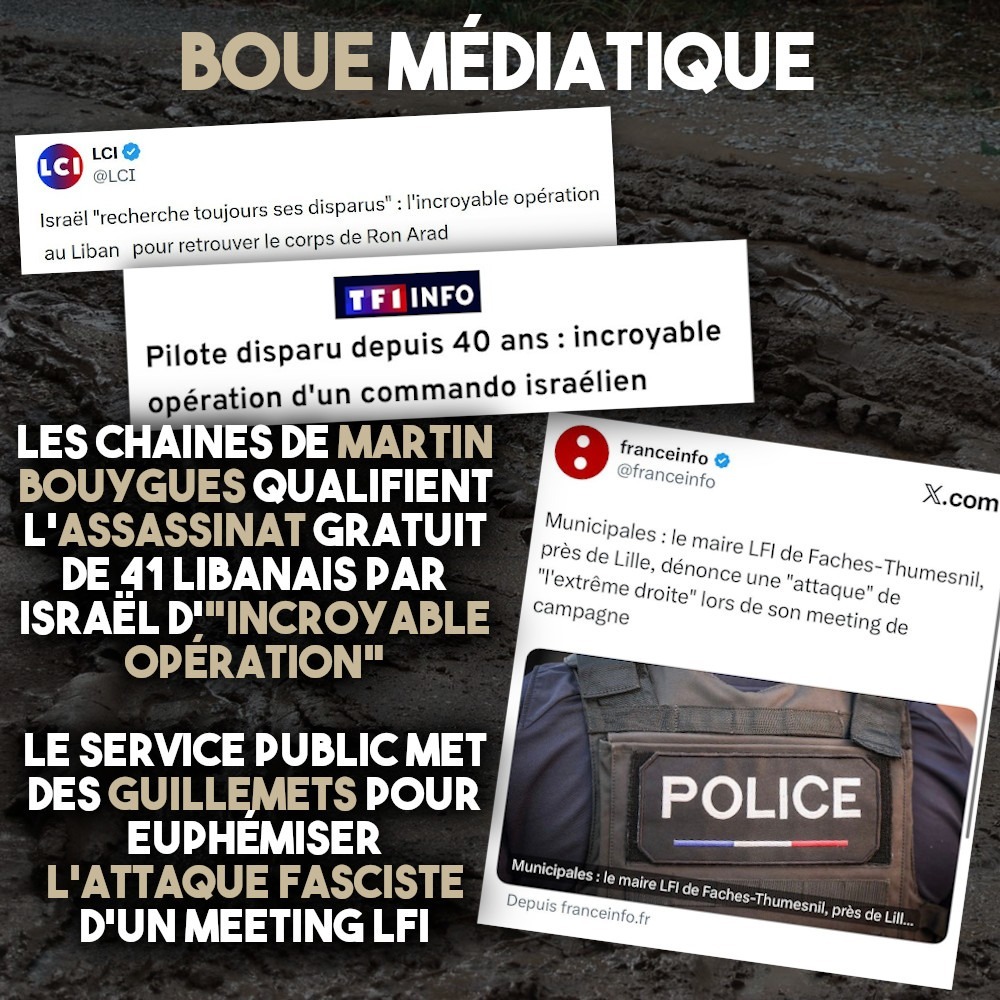 Le traitement de l'information par les grands médias relève du marécage : une boue médiatique insupportable.