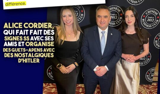 Alice Cordier posant aux côtés de l'ambassadeur d'Israël
