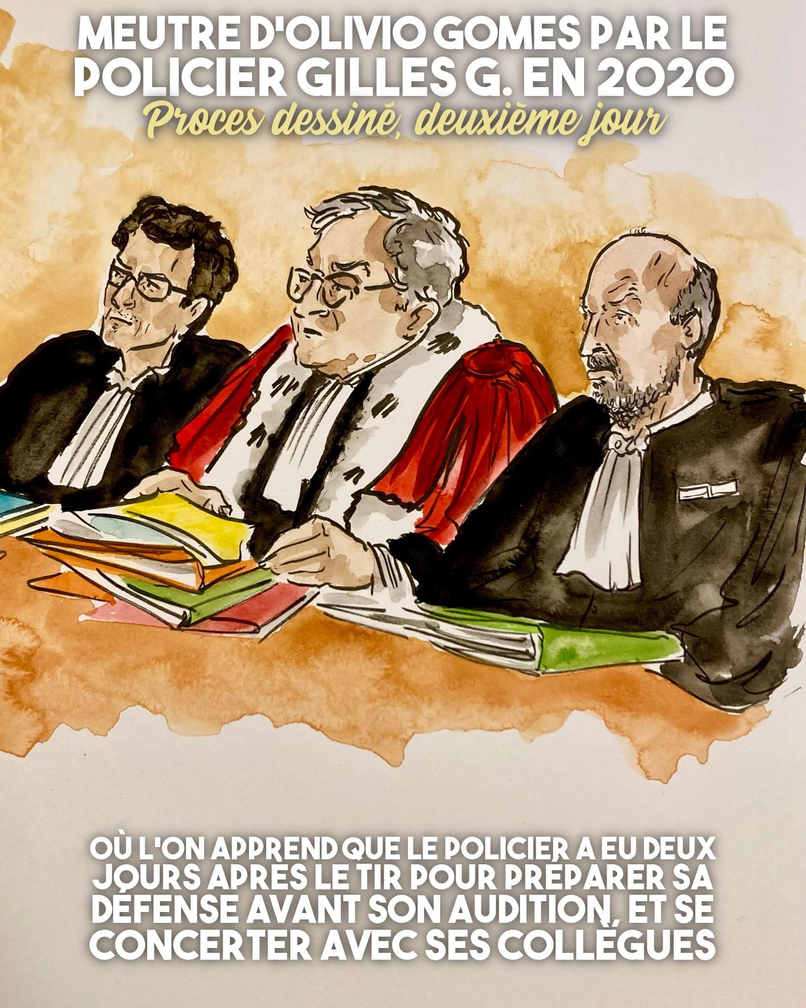 La Cour pour le deuxième jour du procès de Gilles G, policier accusé d'avoir tué Olivio Gomes.