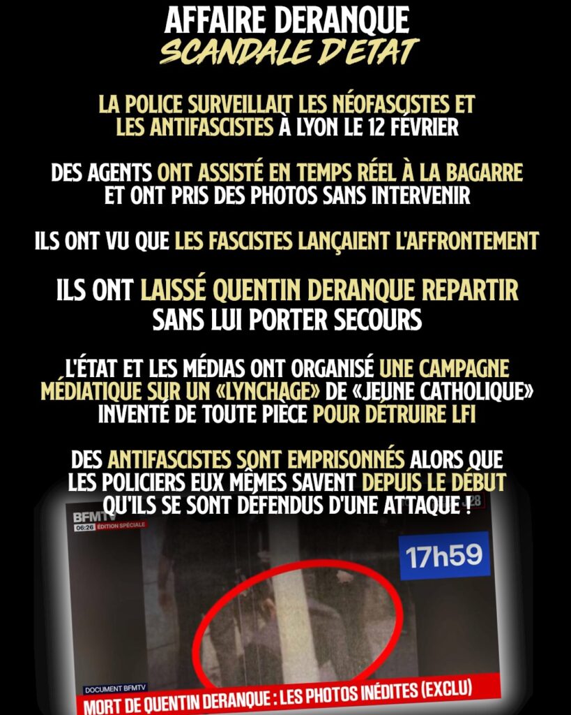 Une nouvelle image de Quentin Deranque au sol, prise par des policiers, dévoilant ainsi l'ampleur du scandale d'État que représente la polémique autour de sa mort.
