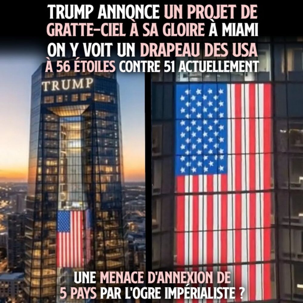Le projet de Trump Library, qui pourrait voir le jour en Floride, présente un drapeau des USA avec 56 étoiles.