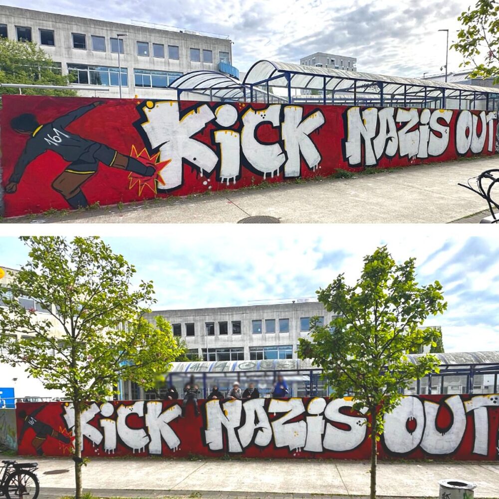 Une nouvelle fresque apparue à Nantes proclame : "Kick nazis out"