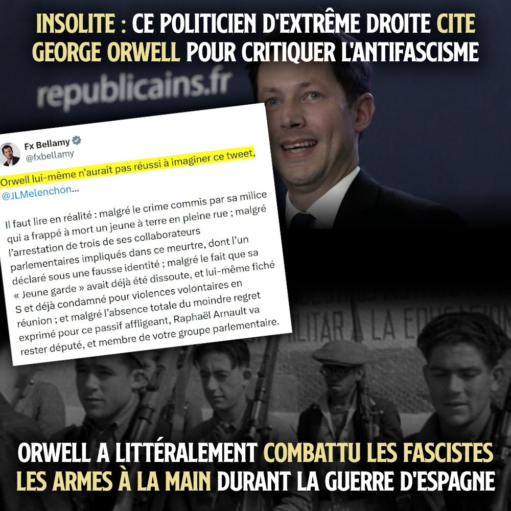 François-Xavier Bellamy, le patron des "Républicains" qui ose citer Orwell pour critiquer l'antifascisme.