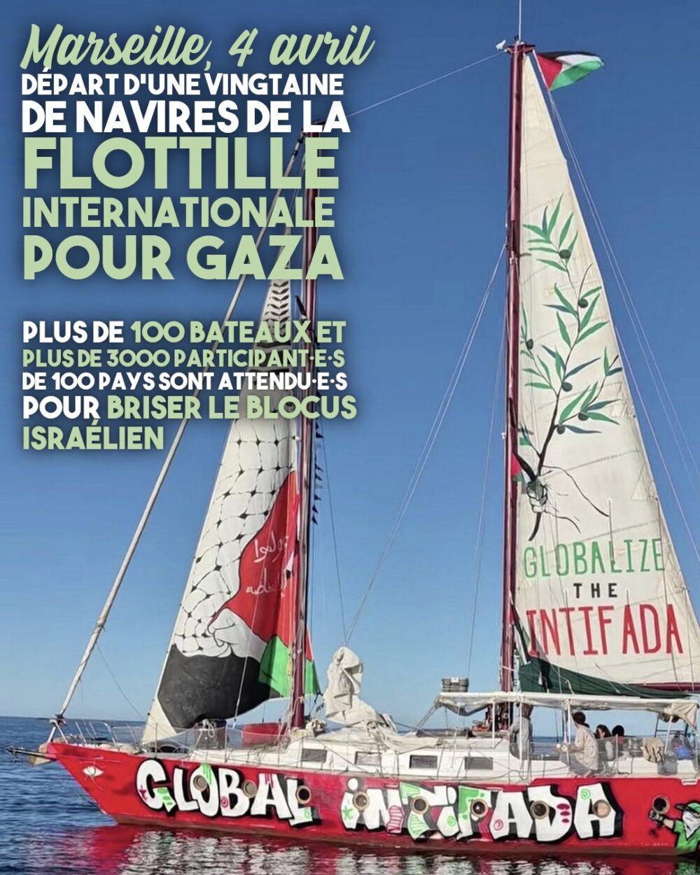 Un bateau aux couleurs de la Palestine part de Marseille pour rejoindre Gaza avec le reste de la flottille.