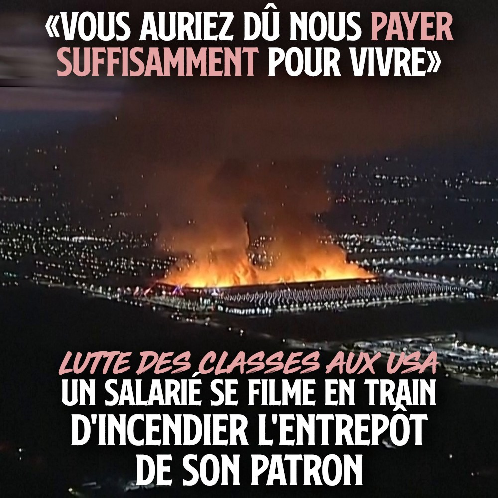 L'entrepôt de NFI Industries, en Californie, en flammes après qu'un employé ait déclenché l'incendie.