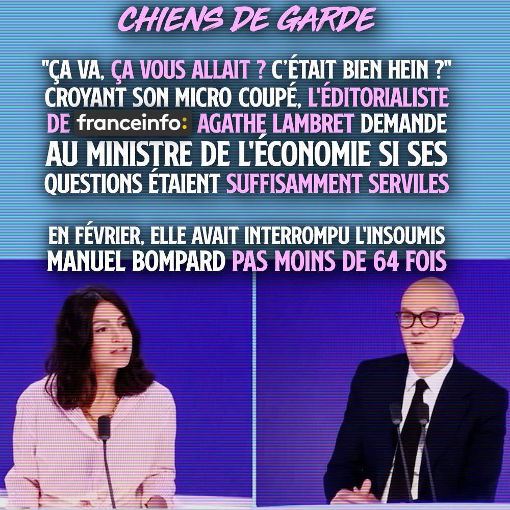 Le 9 avril, à la fin de l'interview politique de 8h30 sur France Info, Agathe Lambret demande à un ministre si ses questions lui ont convenu.