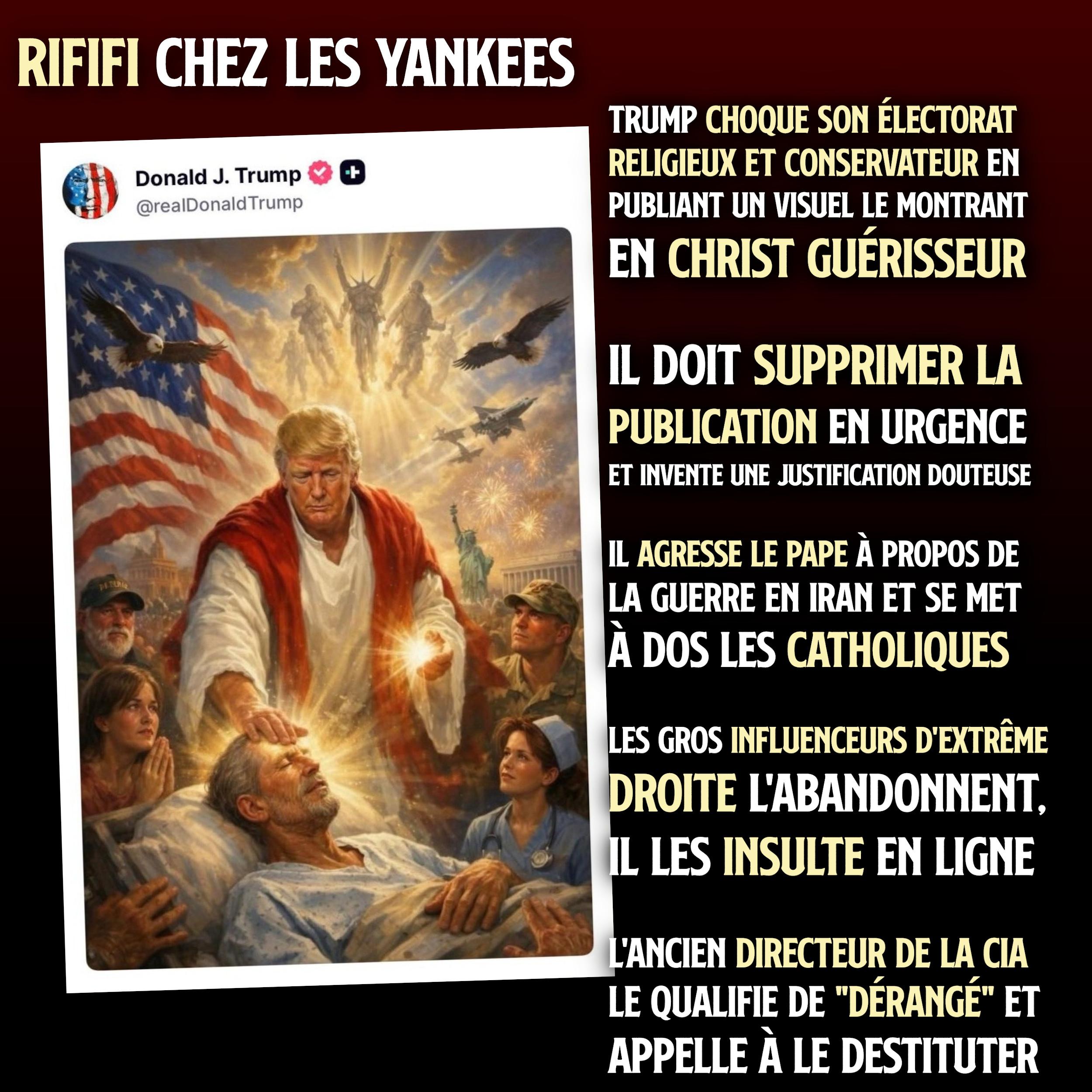 L'image publiée par Donald Trump le représente en Jésus réalisant un miracle.