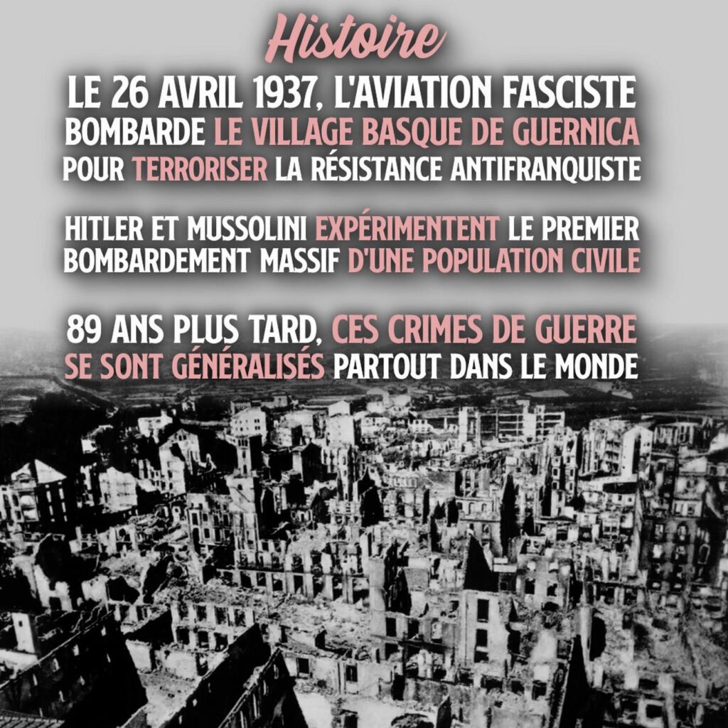 Les ruines de Guernica après le bombardement des aviations allemande et italienne en 1937.