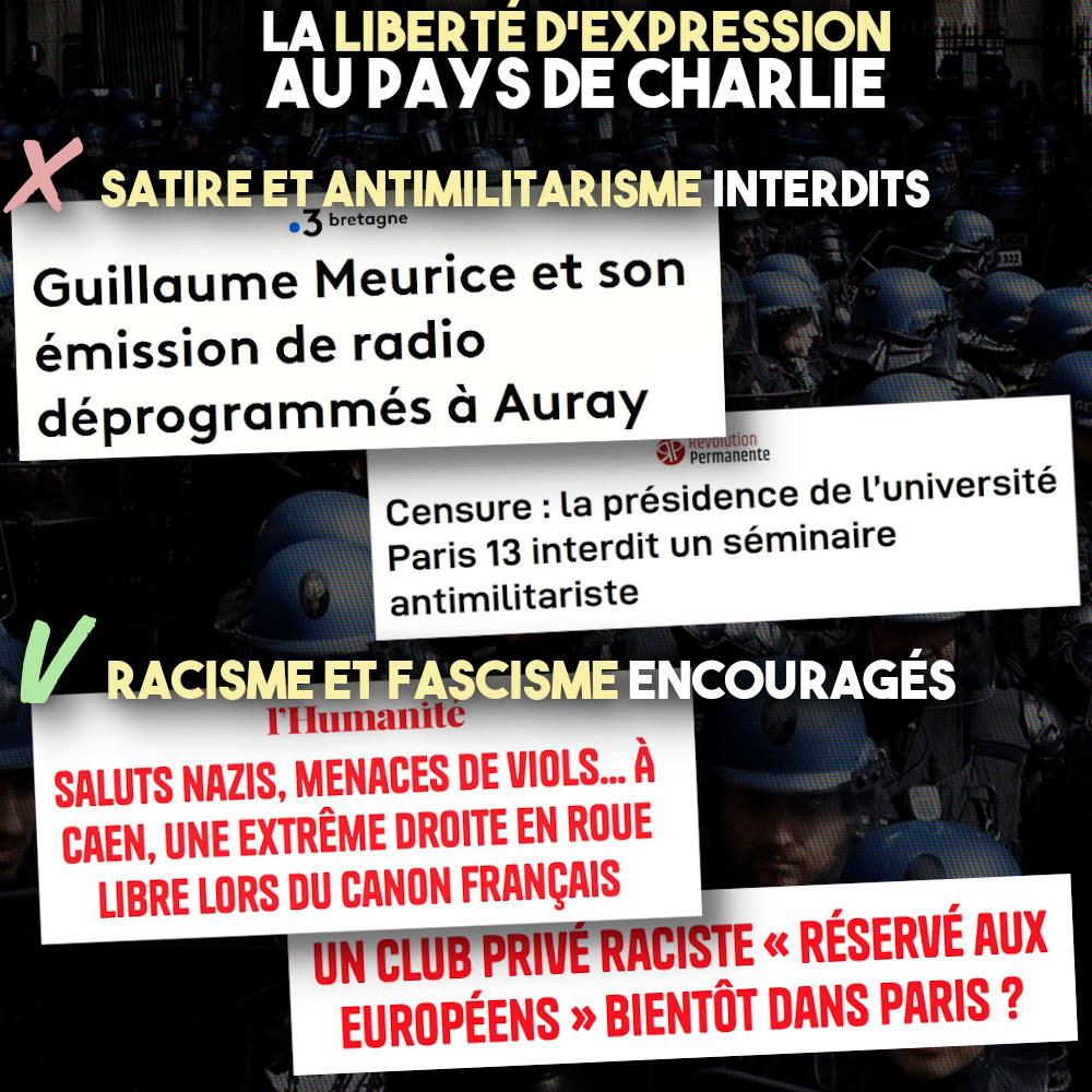 Au pays de Charlie, la liberté d'expression n'est valable que pour encourager le racisme et le fascisme.