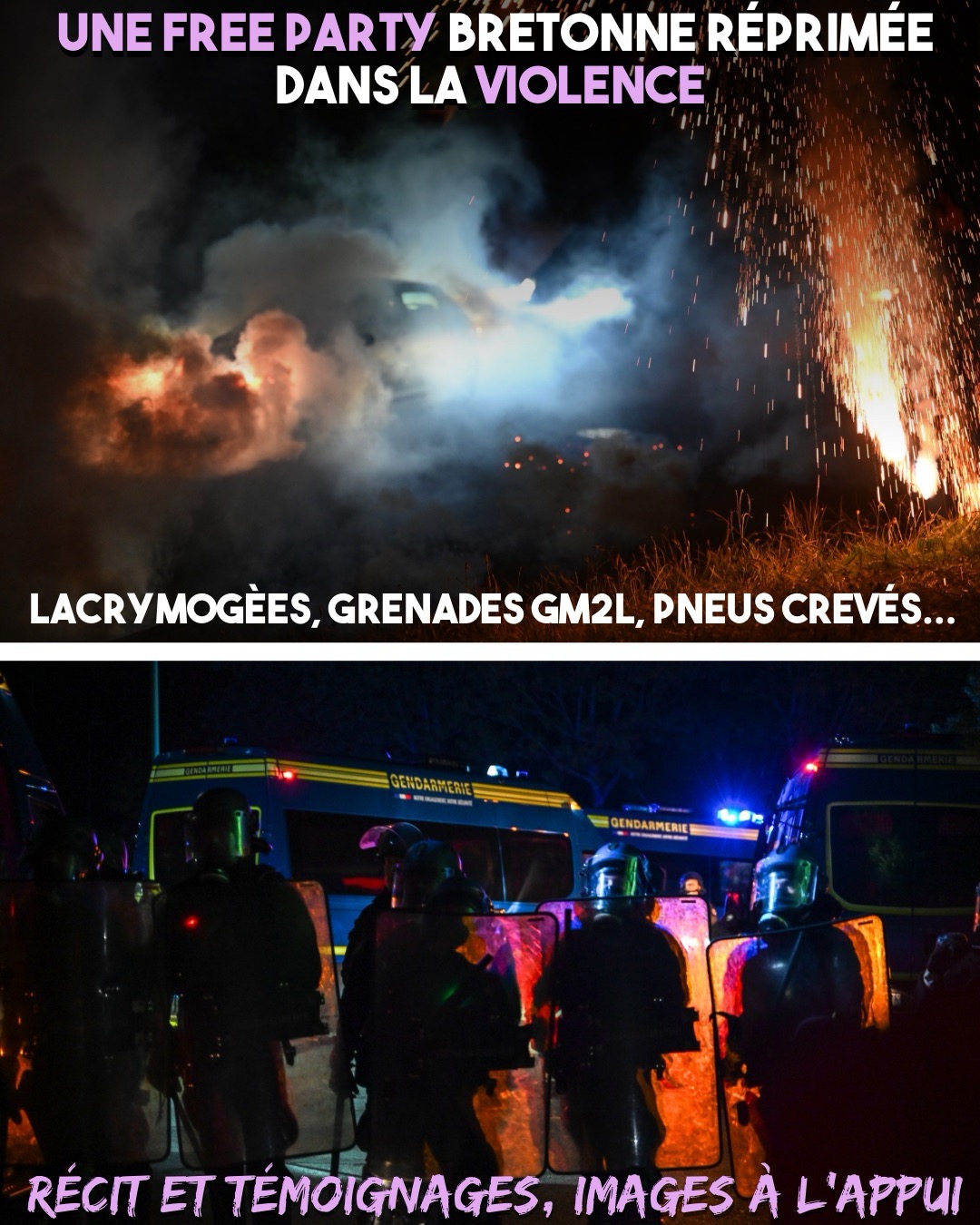 Des lacrymogènes dans la nuit et des gendarmes mobiles pour réprimer une free party en Bretagne.