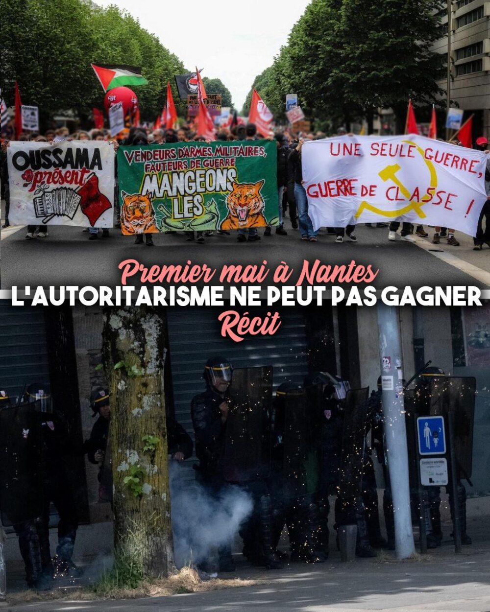 À Nantes, un cortège de tête qui ne se laisse pas faire face aux violences policières pour le 1er Mai.