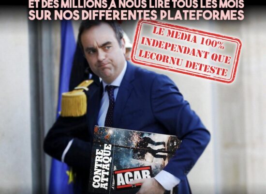 Sébastien Lecornu, une revue Contre Attaque sous le bras.