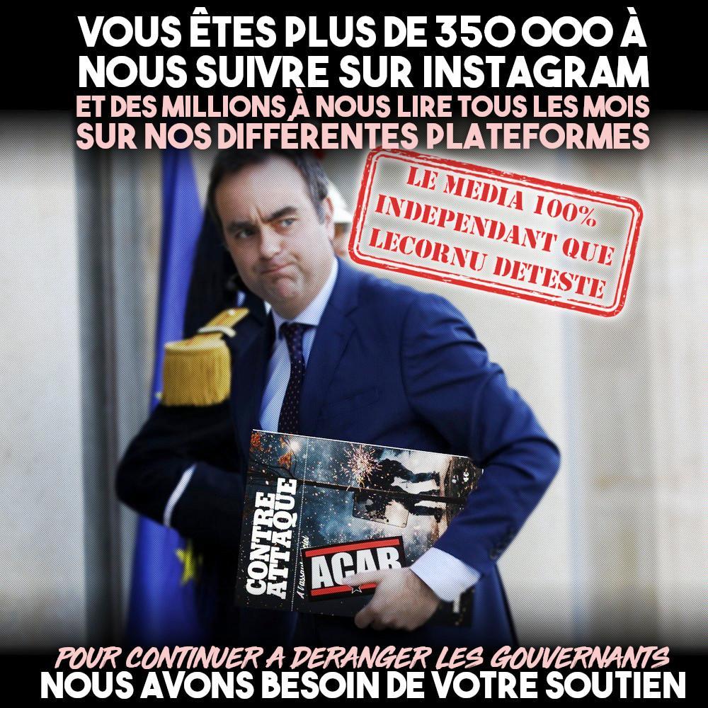 Sébastien Lecornu, une revue Contre Attaque sous le bras.