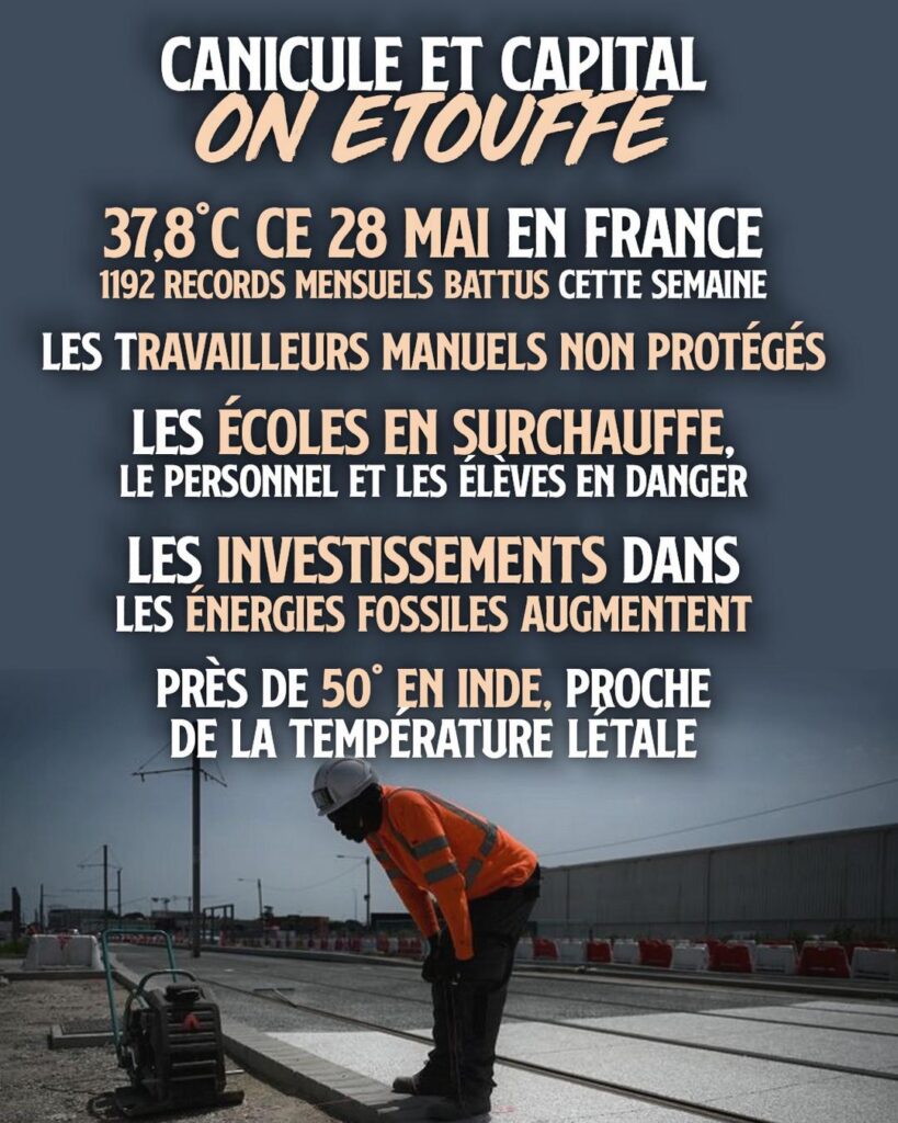 En pleine canicule, un ouvrier continue à travailler sous un soleil de plomb.