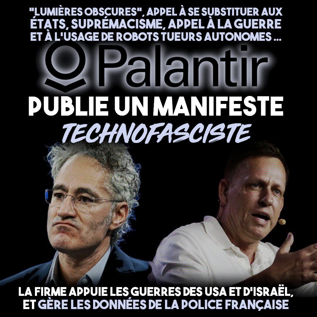 Peter Thiel et Alex Karp, fondateurs de Palantir, une firme qui vise à tout contrôler et se substituer aux États dans un autoritarisme dystopique