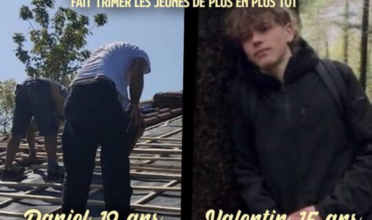 Daniel, 19 ans, et Valentin, 15 ans, deux jeunes morts au travail ces derniers jours.