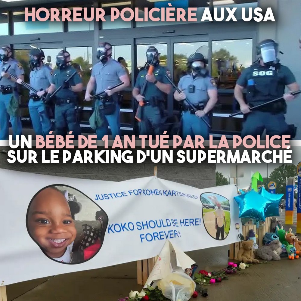 Des policiers blancs "protègent" l'entrée d'un Walmart après qu'un bébé d'un an ait été exécuté pour un soupçon de vol de couches par sa mère.