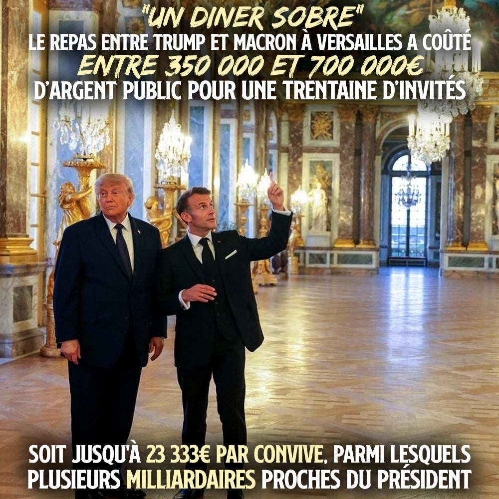Macron et Trump à Versailles : deux chefs d'État mégalos qui profitent du luxe à l'écart de la plèbe.