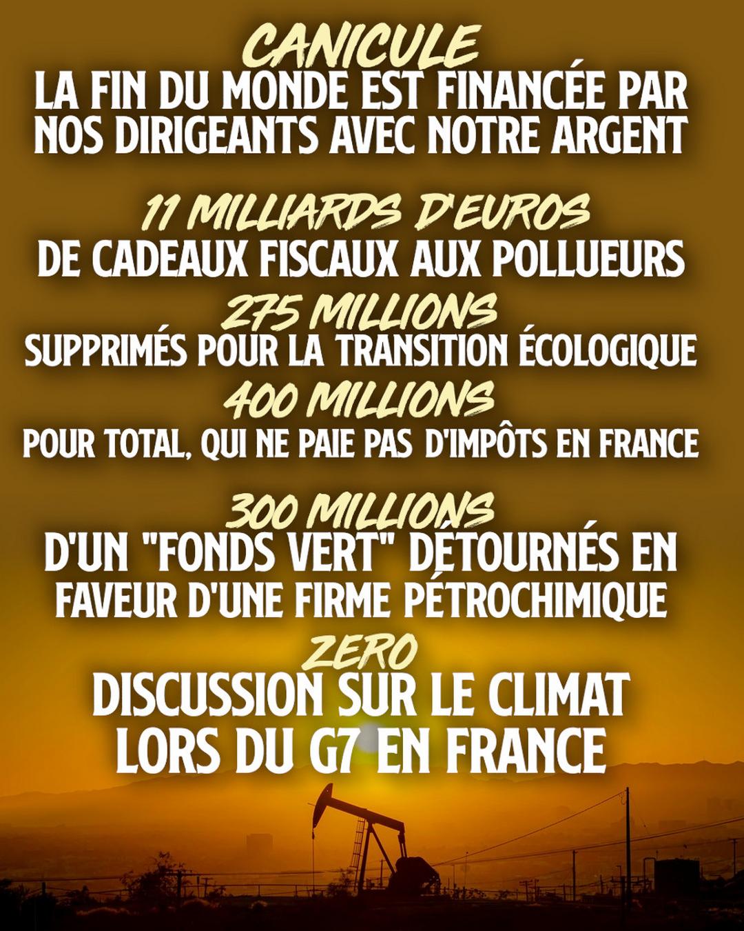 Sur fond de puits pétrolier, quelques chiffres de l'argent public investi pour causer le chaos climatique