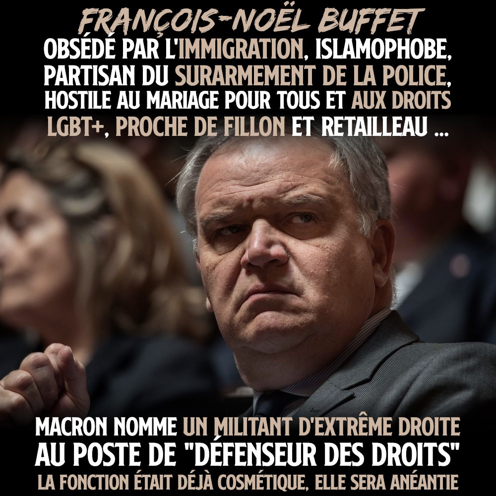 François-Noël Buffet, le militant d'extrême droite qui vient d'être nommé défenseur des droits par Macron.