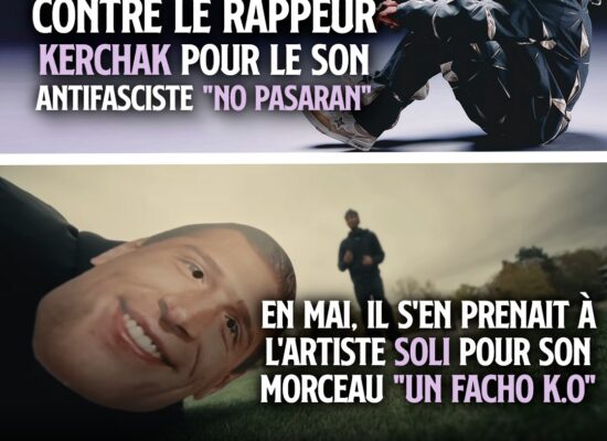 En haut Kerchak, en bas Soli : deux artistes qui voient le RN porter plainte pour leurs textes antifascistes.