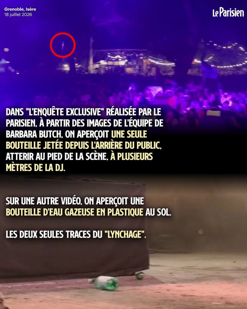 Une bouteille de San Pellegrino au sol après le concert de Barbara Butch