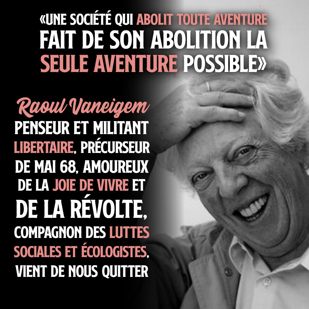 Portrait d'un Raoul Vaneigem vieux et souriant