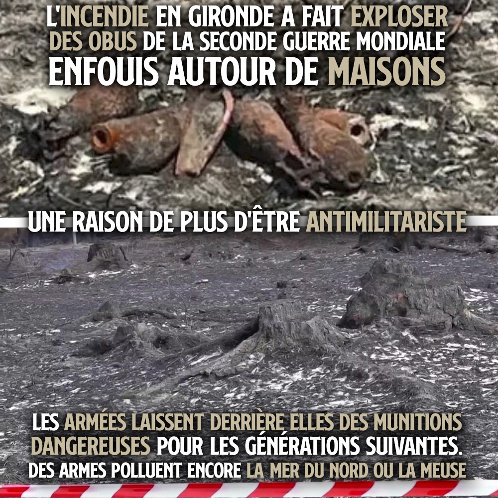 Au Porge, en Gironde, des obus ont explosé dans un champ de la commune suite à l'incendie.
