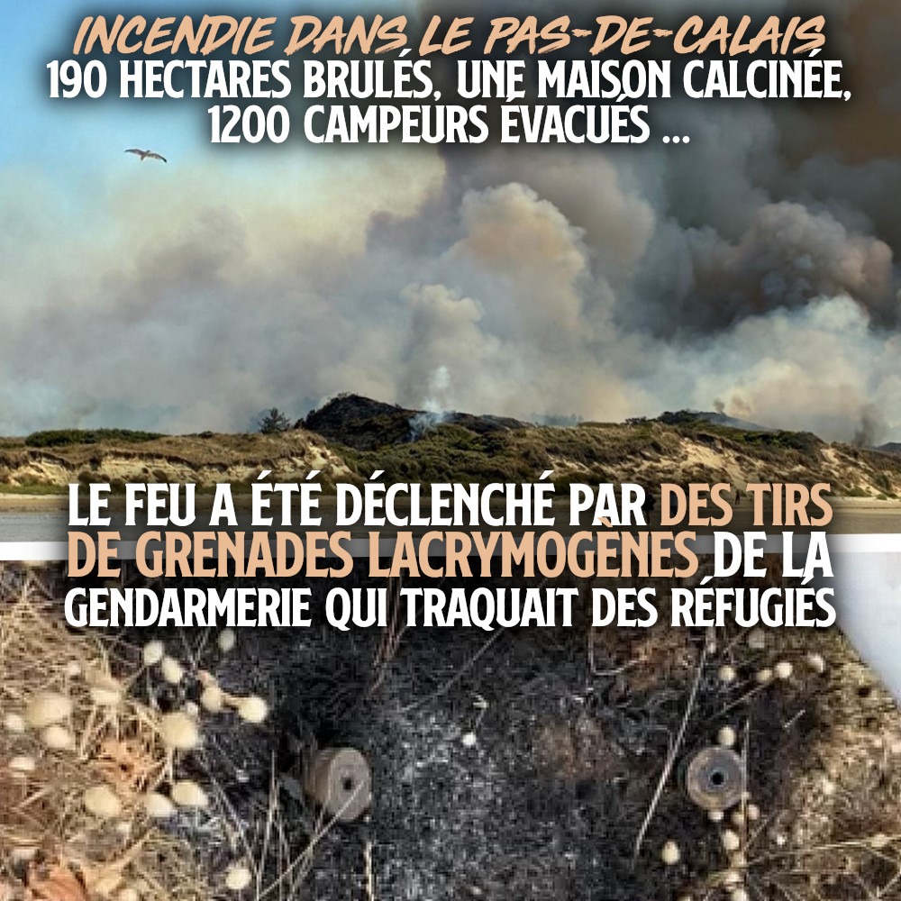 L'incendie, impressionnant, a été déclenché par des palets de grenade lacrymogènes.