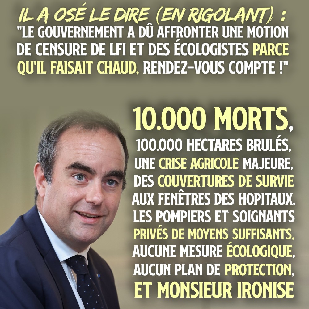 «Rendez-vous compte» : Lecornu se moque de nous plutôt que de démissionner face à la mise en danger de la population.